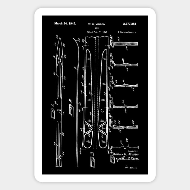 Ski Patent Ski blueprint Art, Gift for Ski Lover / ski Patent illustration Magnet by Anodyle